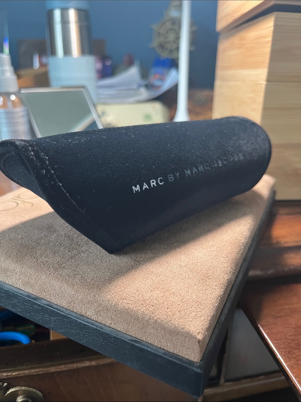 Marc by Marc Jacobs Black Sueded Eyewear Case with White/Silver Logo